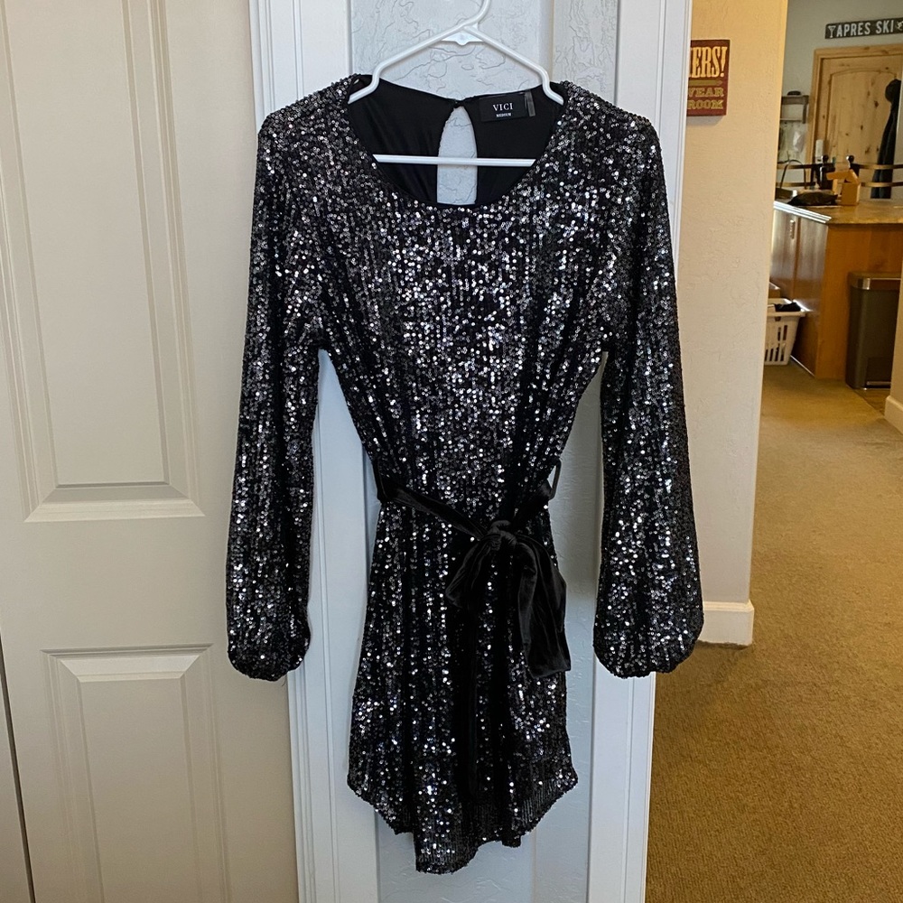 Vici Black Sequin Dress